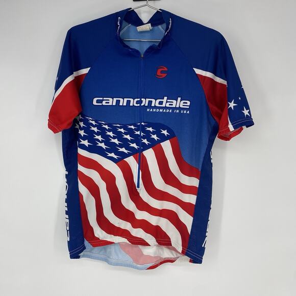 Cannondale 3/4 Zip Short Sleeve Cycling Jersey Stars and Stripes Men's Size XL - Picture 1 of 10